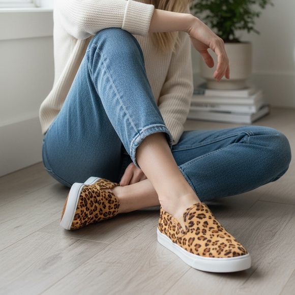 MIA Shoes - Mia Yulia Leopard Print slip-on Sneakers Animal Print Calf Hair Platform shoes 9